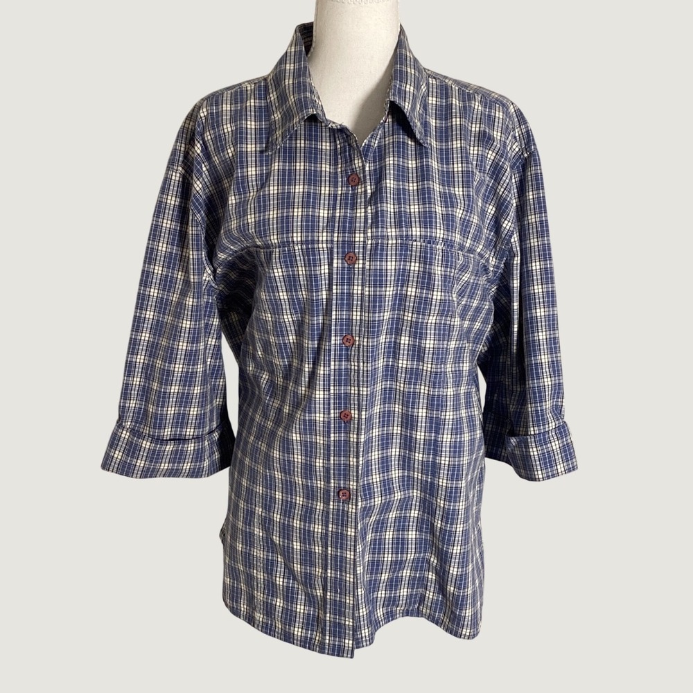 Carolina Colours Plus Plaid Shirt Womens 20 Blue Button Down Preppy Classic Work